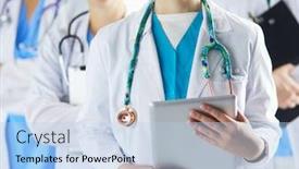  Presentation with nurses - Audience pleasing slide deck consisting of group-of-doctors-and-nurses backdrop and a light blue colored foreground