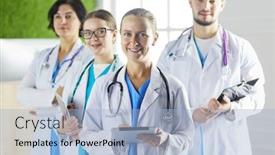  Presentation with nurses - Audience pleasing slides consisting of group-of-doctors-and-nurses backdrop and a light blue colored foreground