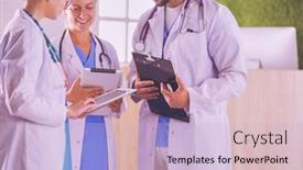  Presentation with nurses - Presentation enhanced with group-of-doctors-and-nurses background and a  colored foreground