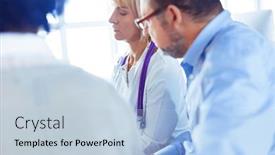  Presentation with nurses - Presentation design consisting of group-of-doctors-and-nurses background and a light blue colored foreground