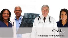  Presentation with nurses - PPT theme consisting of group of doctors and nurses background and a light gray colored foreground