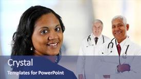  Presentation with set of sauces in white - Slide deck featuring group of doctors and nurses background and a ocean colored foreground