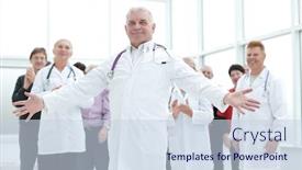  Presentation with patients - Cool new theme with group-of-doctors-and-patients backdrop and a sky blue colored foreground