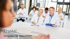  Presentation with medical education - Cool new presentation design with group-of-doctors-and-therapists backdrop and a soft green colored foreground