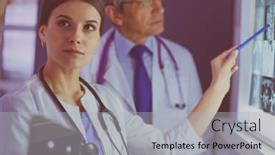  Presentation with clinic - PPT theme with group-of-doctors-examining-x background and a light gray colored foreground