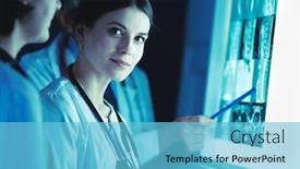  Presentation with diagnosis - PPT layouts consisting of group-of-doctors-examining-x background and a light blue colored foreground