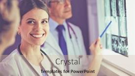  Presentation with diagnosis - PPT layouts with group-of-doctors-examining-x background and a soft green colored foreground