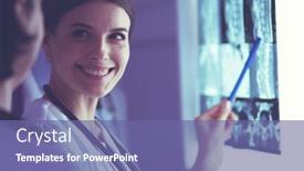  Presentation with clinic - Audience pleasing slide deck consisting of group-of-doctors-examining-x backdrop and a violet colored foreground