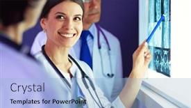  Presentation with clinic - Presentation featuring group-of-doctors-examining-x background and a light blue colored foreground