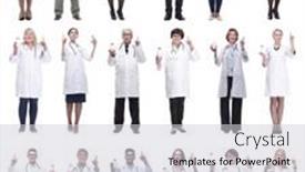  Presentation with group - Slide set featuring group-of-doctors-holding-jar background and a light gray colored foreground