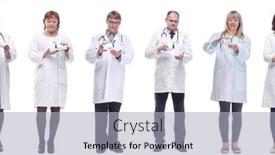  Presentation with group - Theme consisting of group-of-doctors-holding-jar background and a light gray colored foreground