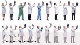  Presentation with group - Presentation having group-of-doctors-holding-x background and a light gray colored foreground
