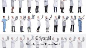  Presentation with group - Presentation theme enhanced with group-of-doctors-holding-x background and a light gray colored foreground