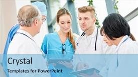  Presentation with doctors teamwork - Amazing slides having group of doctors in teamwork backdrop and a light blue colored foreground