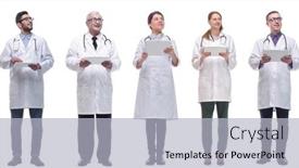  Presentation with group - Theme with group-of-doctors-with-clipboard background and a  colored foreground