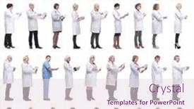  Presentation with group - Presentation theme consisting of group-of-doctors-with-clipboard background and a lemonade colored foreground
