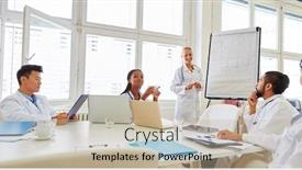  Presentation with group training - PPT layouts featuring group-of-doctors background and a mint green colored foreground