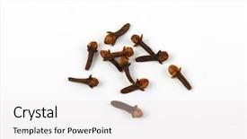  Presentation with clove - Audience pleasing presentation consisting of group of dried cloves backdrop and a white colored foreground