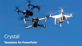  Presentation with drones - PPT layouts featuring group-of-drones-fly-through background and a teal colored foreground