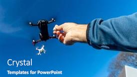  Presentation with drones - Amazing slides having group-of-drones-fly-through backdrop and a teal colored foreground