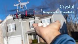  Presentation with drones - Slides with group-of-drones-fly-through background and a ocean colored foreground