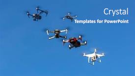  Presentation with drones - Colorful theme enhanced with group-of-drones-fly-through backdrop and a teal colored foreground