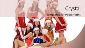  Presentation with white christmas - Audience pleasing presentation theme consisting of group of eight beauty women backdrop and a  colored foreground