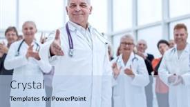  Presentation with elderly - Colorful presentation design enhanced with group-of-elderly-and-experienced backdrop and a light blue colored foreground