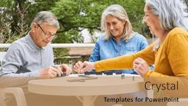  Presentation with home garden - PPT theme consisting of group-of-elderly-friends-playing background and a  colored foreground