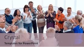  Presentation with elderly - Theme consisting of group-of-elderly-people-clap background and a mint green colored foreground