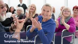  Presentation with circle - PPT theme enhanced with group-of-elderly-people background and a ocean colored foreground