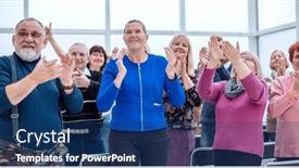  Presentation with circle - Presentation with group-of-elderly-people background and a ocean colored foreground