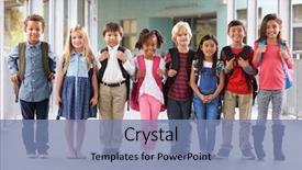  Presentation with school elementary - Beautiful PPT layouts featuring group of elementary school kids backdrop and a seafoam green colored foreground
