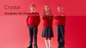  Presentation with school elementary - Slides enhanced with group-of-elementary-school-pupils background and a red colored foreground
