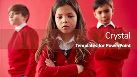  Presentation with elementary school career day and technology - PPT layouts consisting of group-of-elementary-school-pupils background and a tawny brown colored foreground