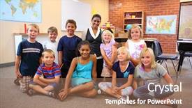  Presentation with diverse elementary students - Slide deck consisting of group of elementary school students background and a coral colored foreground