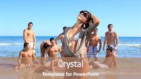  Presentation with group - Cool new slide set with group of eleven handsome guys backdrop and a  colored foreground