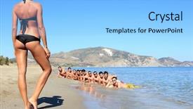  Presentation with group - Presentation theme enhanced with group of eleven handsome guys background and a light gray colored foreground