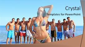  Presentation with group - Presentation having group of eleven handsome guys background and a arctic colored foreground