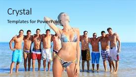  Presentation with group - Audience pleasing PPT theme consisting of group of eleven handsome guys backdrop and a arctic colored foreground