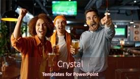  Presentation with pub - Theme having group-of-emotional-friends-watching background and a  colored foreground