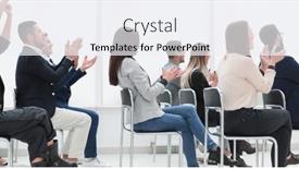  Presentation with employees - Slides having group-of-employees-gives background and a white colored foreground