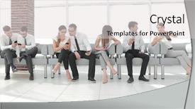  Presentation with employees rights - Slides with group of employees use smartphones background and a light gray colored foreground