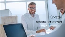  Presentation with architectural - Slide deck enhanced with group-of-employees background and a light blue colored foreground