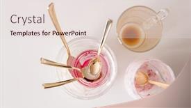  Presentation with empty - Colorful presentation theme enhanced with group-of-empty-unwashed-glasses backdrop and a lemonade colored foreground