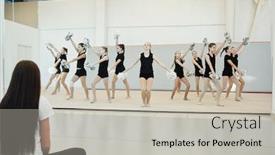  Presentation with teenage - Presentation theme having group-of-energetic-teenage-cheerleaders background and a light gray colored foreground