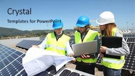  Presentation with building electrical - Audience pleasing slides consisting of group of engineers meeting backdrop and a light blue colored foreground