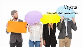  Presentation with bubble - Cool new PPT layouts with group of excited business people backdrop and a white colored foreground