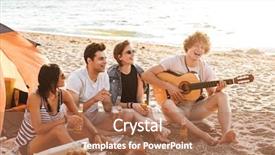  Presentation with beer garden friends in tracht - PPT layouts with group of excited young friends background and a coral colored foreground