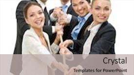  Presentation with promotion - Amazing presentation theme having group of executives pull the rope isolated on white concept of teamwork and promotion backdrop and a light gray colored foreground